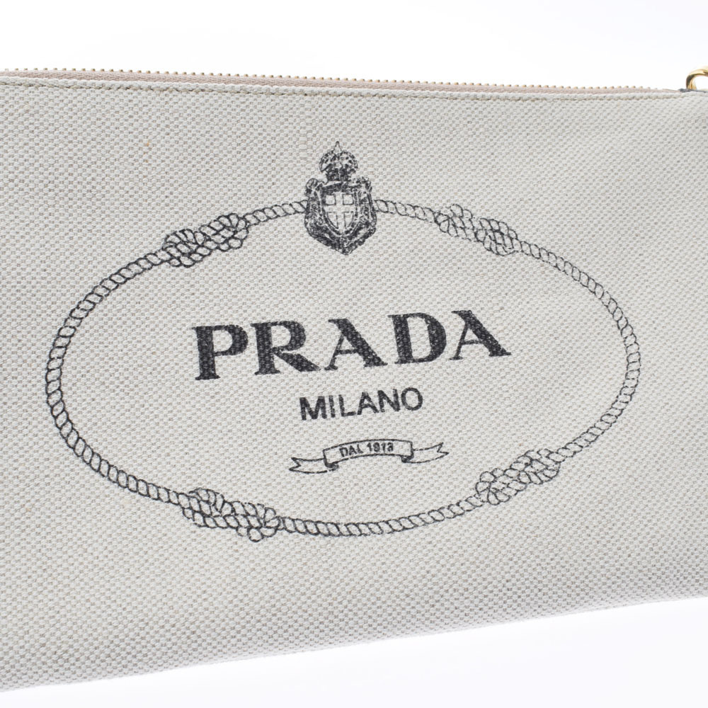 Prada Black Natural Canvas Pouch - Picture 6 of 11